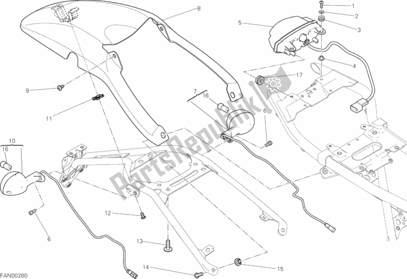 All parts for the Taillight of the Ducati Scrambler Classic Thailand USA 803 2015
